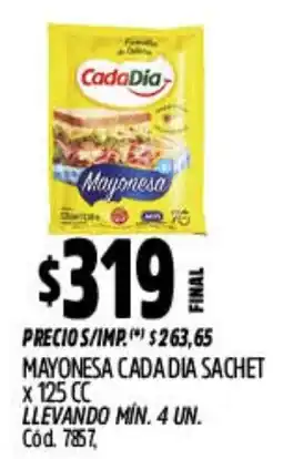Supermercados Yaguar Cada dia mayonesa sachet oferta