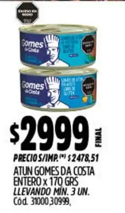 Supermercados Yaguar Gomes da costa atun entero oferta