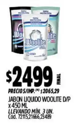Supermercados Yaguar Zorro jabon liquido woolite d/p oferta