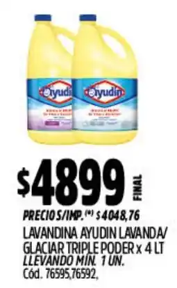Supermercados Yaguar Ayudín lavandina lavanda/ glaciar triple poder oferta