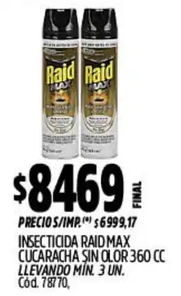 Supermercados Yaguar Raid insecticida max cucaracha şin color oferta