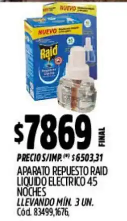 Supermercados Yaguar Raid aparato repuesto liquido electrico 45 noches oferta