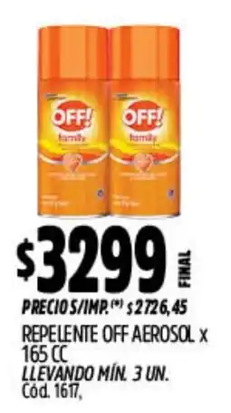 Supermercados Yaguar Off! repelente aerosol oferta
