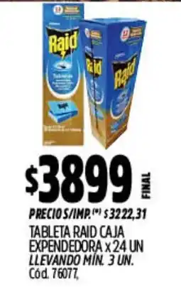 Supermercados Yaguar Raid tableta caja expendedora oferta