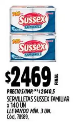 Supermercados Yaguar Sussex familiar servilletas oferta
