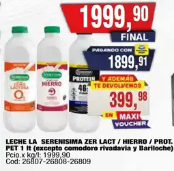 Maxiconsumo La serenisima leche zer lact / hierro / prot. pet oferta