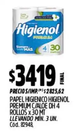 Supermercados Yaguar Higienol papel higienico premium c/aloe dh oferta