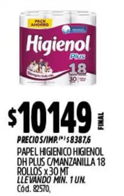 Supermercados Yaguar Higienol papel higienico dh plus c/manzanilla oferta