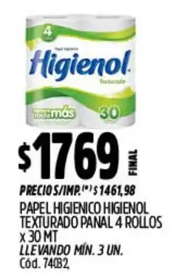 Supermercados Yaguar Higienol papel higienico texturado panal oferta