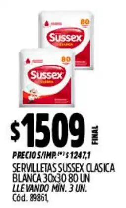 Supermercados Yaguar Sussex servilletas clasica blanca oferta