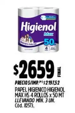 Supermercados Yaguar Higienol papel higienico max hs oferta
