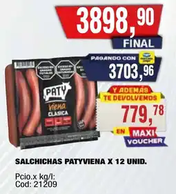 Maxiconsumo Paty viena salchichas oferta