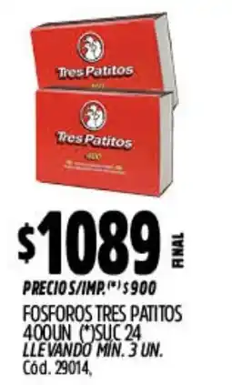 Supermercados Yaguar Tres patitos fosforos oferta