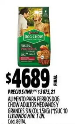 Supermercados Yaguar Dog chow alimento para perros adultos medianosy grandes sin col oferta