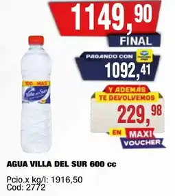 Maxiconsumo Villa del sur agua oferta