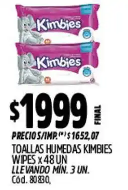 Supermercados Yaguar Kimbies toallas humedas wipes oferta