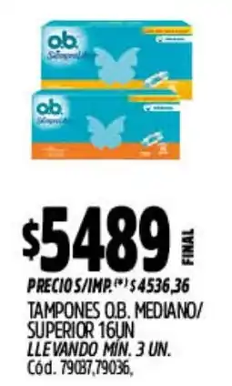 Supermercados Yaguar O.B. tampones mediano/ superior oferta