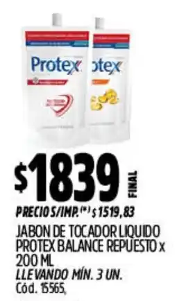 Supermercados Yaguar Protex jabon de tocador liquido balance repuesto oferta