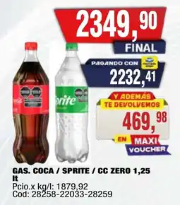 Maxiconsumo Coca / sprite / gas. cc zero oferta