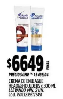Supermercados Yaguar Head&shoulders crema de enjuague oferta