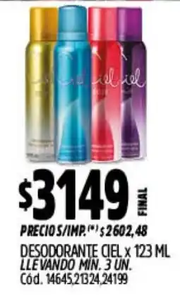 Supermercados Yaguar Ciel desodorante oferta