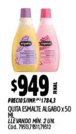 Supermercados Yaguar Algabo quita esmalte oferta