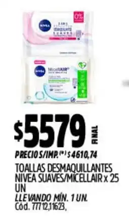 Supermercados Yaguar Nivea toallas desmaquillantes suaves/micellair oferta