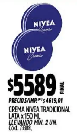 Supermercados Yaguar Nivea crema tradicional lata oferta