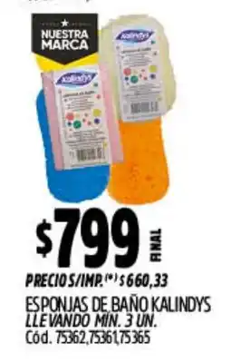 Supermercados Yaguar Kalindys esponjas de baño oferta