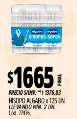 Supermercados Yaguar Algabo hisopo oferta