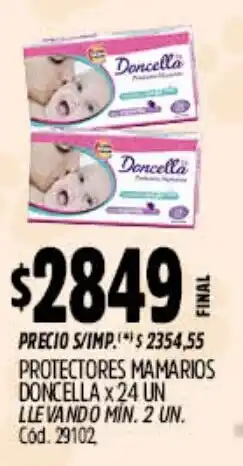 Supermercados Yaguar Doncella protectores mamarios oferta