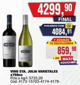 Maxiconsumo Sta. julia vino arietales oferta