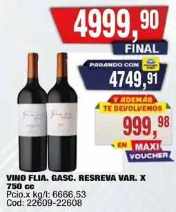 Maxiconsumo Flia. gasc. vino resreva var. oferta