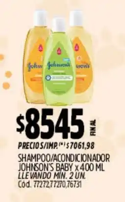 Supermercados Yaguar Johnson's baby shampoo/acondicionador oferta