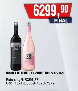 Maxiconsumo Latitud 33 vino varietal oferta