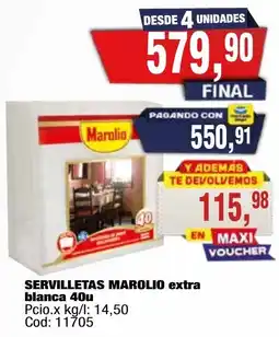 Maxiconsumo Marolio servilletas extra blanca oferta