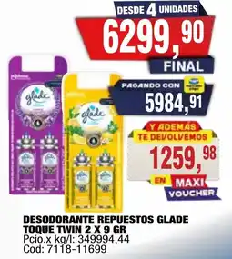 Maxiconsumo Glade desodorante repuestos toque twin oferta