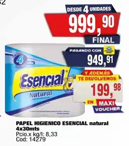 Maxiconsumo Esencial papel higienico natural oferta