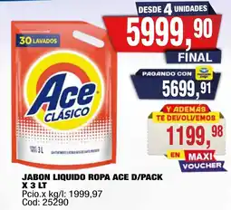Maxiconsumo Ace jabon liquido ropa d/pack oferta