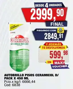 Maxiconsumo Ceramicol autobrillo pisos d/ pack oferta