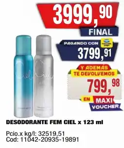 Maxiconsumo Fem ciel desodorante oferta