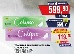 Maxiconsumo Calipso toallitas femeninas c.alas oferta