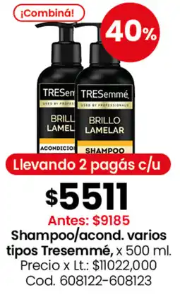 Coto Tresemmé shampoo/acond. varios tipos oferta