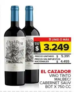 Carrefour Maxi El cazador vino tinto malbec/ cabernet sauv bot oferta