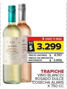 Carrefour Maxi Trapiche vino blanco/ rosado dulce cosecha alaris oferta
