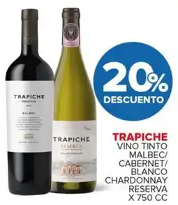 Carrefour Maxi Trapiche vino tinto malbec/ cabernet/ blanco chardonnay reserva oferta