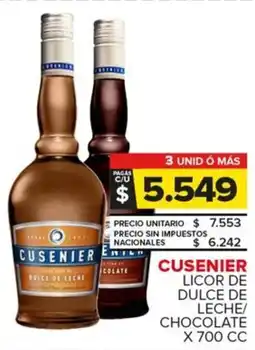 Carrefour Maxi Cusenier licor de dulce de leche/ chocolate oferta