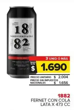 Carrefour Maxi 1882 fernet con cola lata oferta