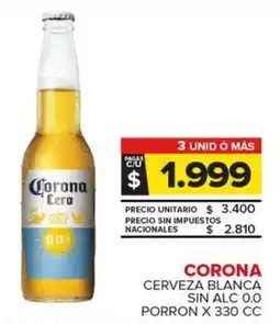 Carrefour Maxi Corona cerveza blanca sin alc 0.0 porron oferta