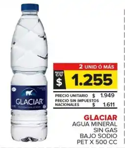 Carrefour Maxi Glaciar agua mineral sin gas bajo sodio pet oferta